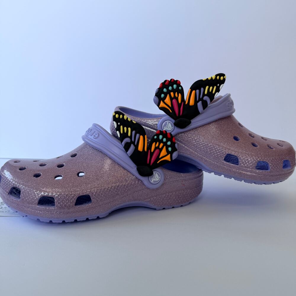 Crocs Classic IAm Butterfly Clog K Purple Glitter Kids J6 / EUR 38-39 NWT